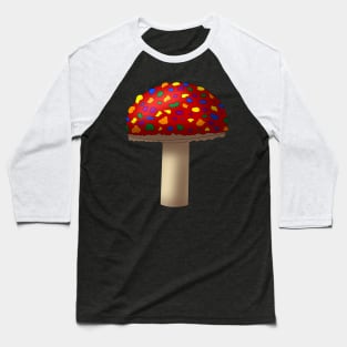 Red Mushroom With Rainbow Spots Baseball T-Shirt